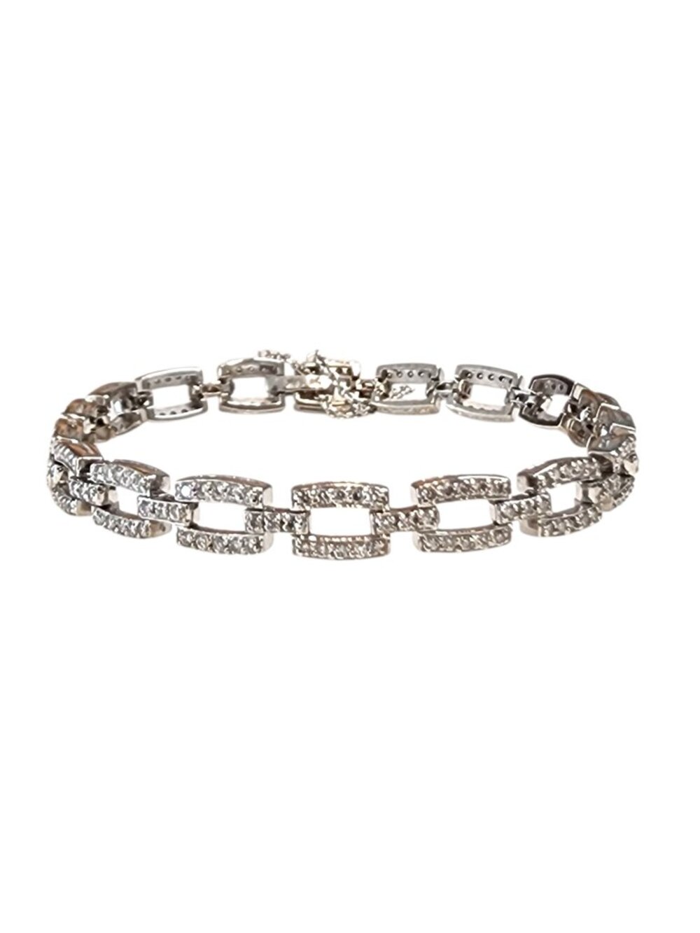 14K White Gold Diamond Link Bracelet #25308